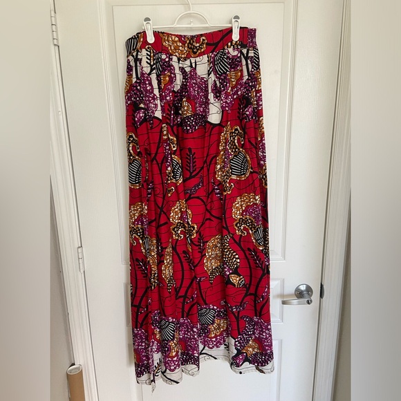 Grass fields African print skirt with slit size L - Picture 2 of 4